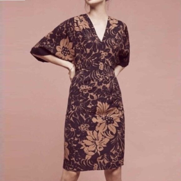 Anthropologie Maeve Mirabilis Batwing Kimono Sleeve Knee Length Dress, size 0 - Picture 2 of 11